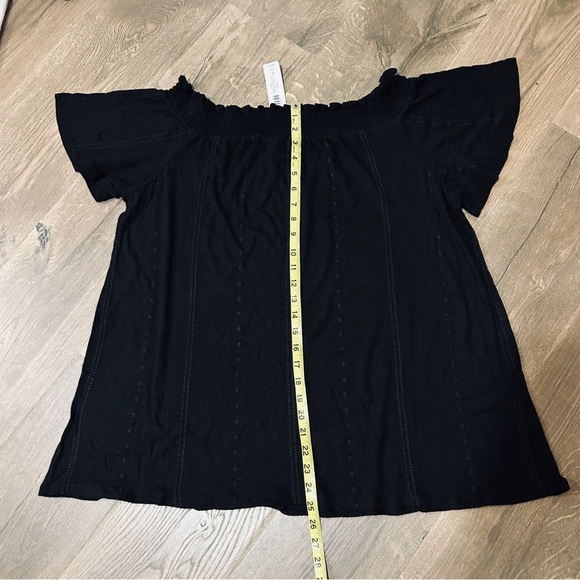 NWT Chico’s Large (2) smocked, off-the-shoulder top - black - Picture 3 of 6